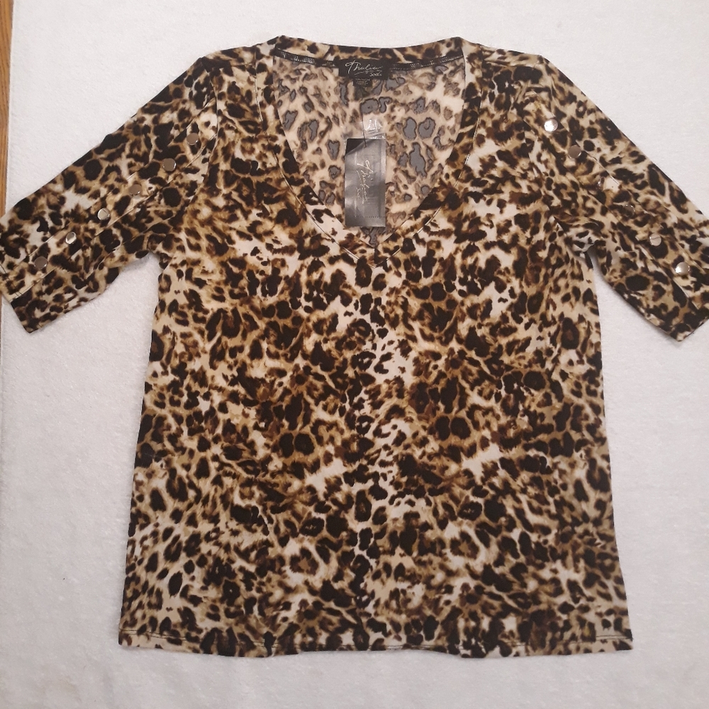 Thalia Sodi Elbow Sleeve V-neck with Plackets XS